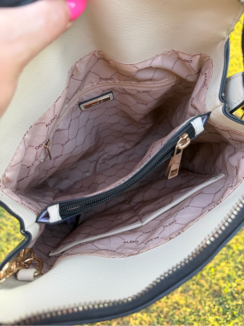 ALDO  Portwine White & Brown Leatherette Backpack with Front Pocket - Picture 3 of 6